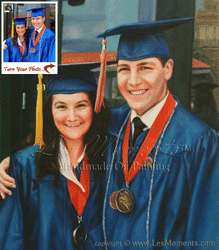 G2 - 16"x20" Graduation Couple Oil Portait Paintings by LesMoments
