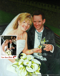 W2 - 16"x20" Wedding Toast Bride and Groom Oil Portrait Paintings by LesMoments