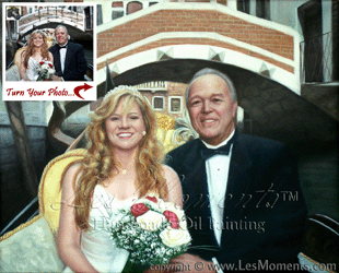 W5 - 16"x20" Wedding Bride and Father Oil Portrait Paintings by LesMoments